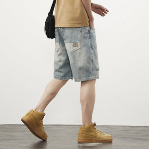 Ripped Denim Shorts - Straight Blue - MRC STOREShortsMy StoreMen’s Ripped Denim Shorts - Straight Blue My Store MRC STORECJXX235400601AZBlue28