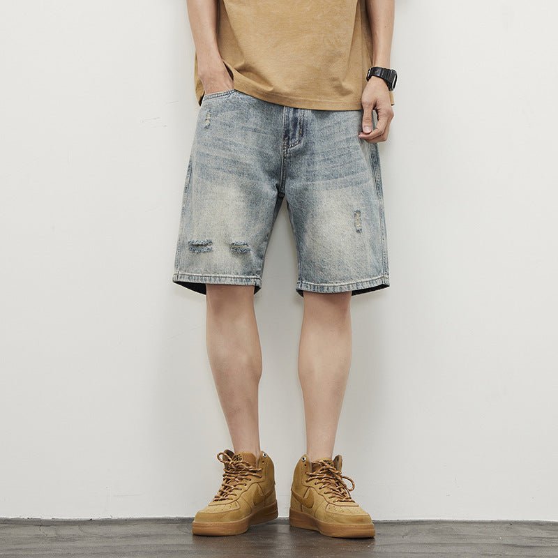 Ripped Denim Shorts - Straight Blue - MRC STOREShortsMy StoreMen’s Ripped Denim Shorts - Straight Blue My Store  31.73MRC STORECJXX235400601AZBlue28
