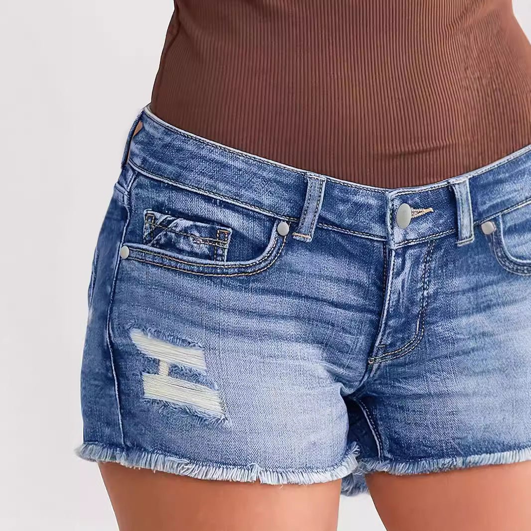 Ripped Denim Shorts – Light Blue Street Style - MRC STOREShortsMy StoreLadies Ripped Wadding Button Shorts – Light Blue Denim Street Fashion - MRC STOREMRC STORECJNZ229640703CXLight BlueL