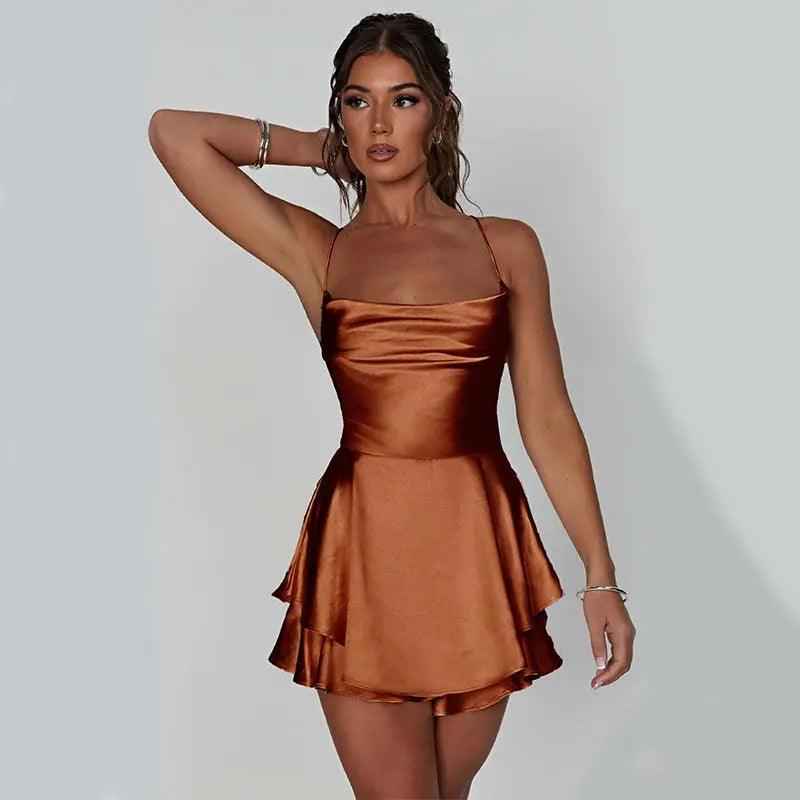 Black elegant women's skirt with a fitted waist and flowing fabric, showcased on a model.