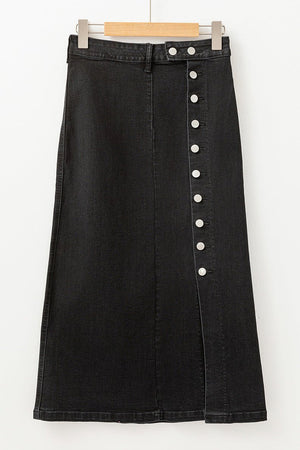 Midi Dress - Button Slit Denim Style - MRC STOREskirtMy StoreWomen’s Midi Dress - Button Slit Denim Style My Store MRC STORECJQZ238026503CXBlackL