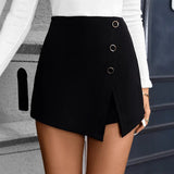 Women’s high waist black skirt by My Store, European style, shown in a full view with a fitted waist and flowing fabric.