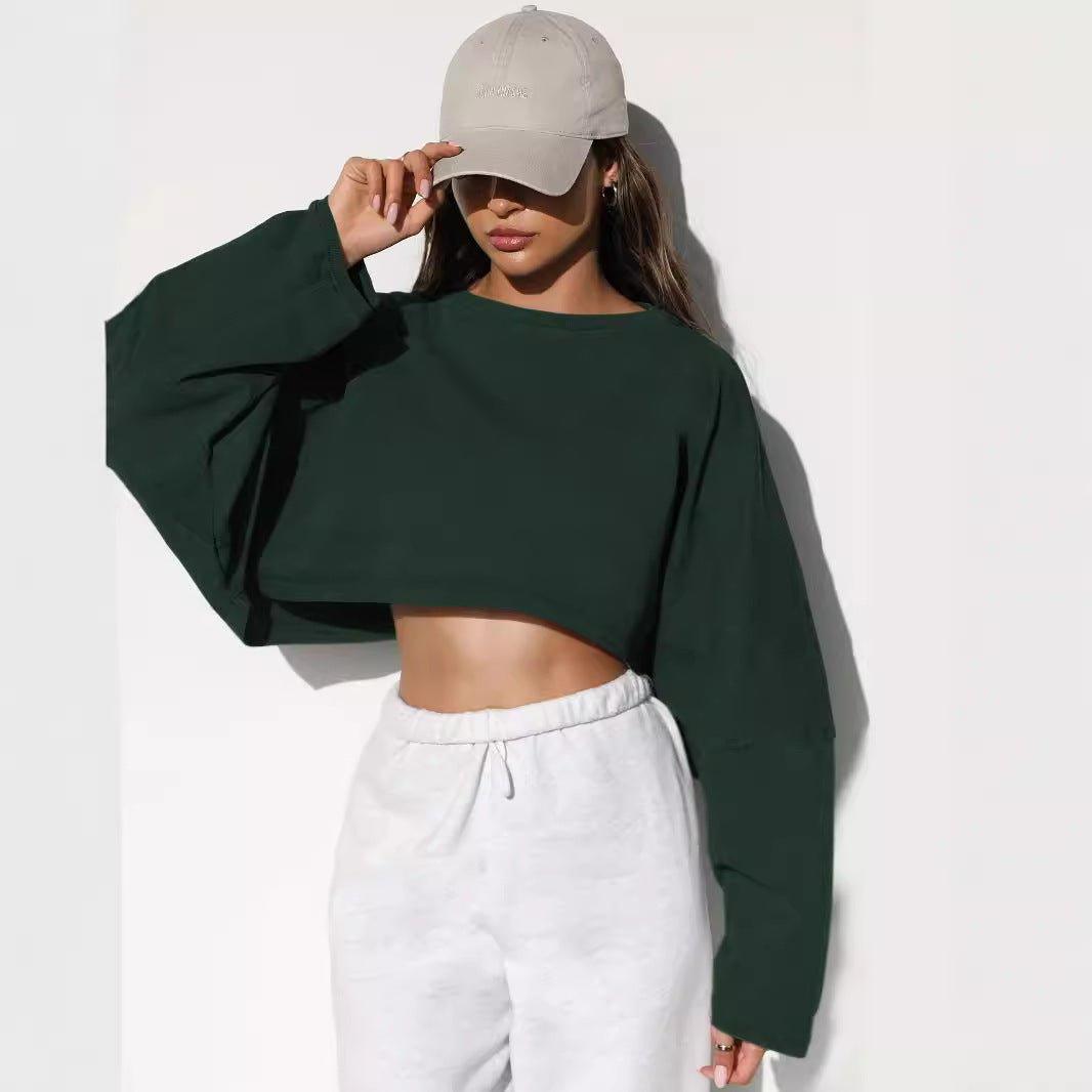 Round Neck Distressed Sweater – Short Sports - MRC STORESweaters & HoodiesMy StoreWomen's Round Neck Distressed Sports Sweater – European & American Short Pullover - MRC STOREMRC STORECJWY215995807GTDark GrayL