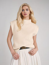 Apricot turtleneck vest sweater with an abstract pattern, from My Store, featuring a cozy and stylish design for layered warmth.