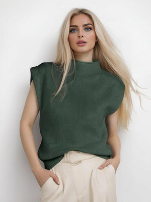 Apricot turtleneck vest sweater with an abstract pattern, designed by My Store, for a stylish layered look.