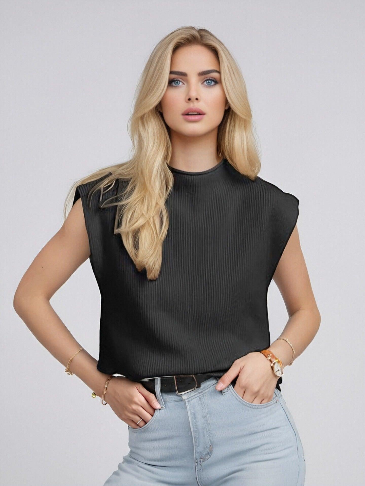 Apricot turtleneck vest sweater with an abstract pattern from My Store, featuring a cozy, stylish design for fall and winter wear.