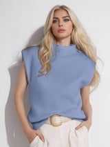 Apricot turtleneck vest sweater with an abstract pattern, stylish and cozy for casual wear from My Store's sweaters and hoodies collection.