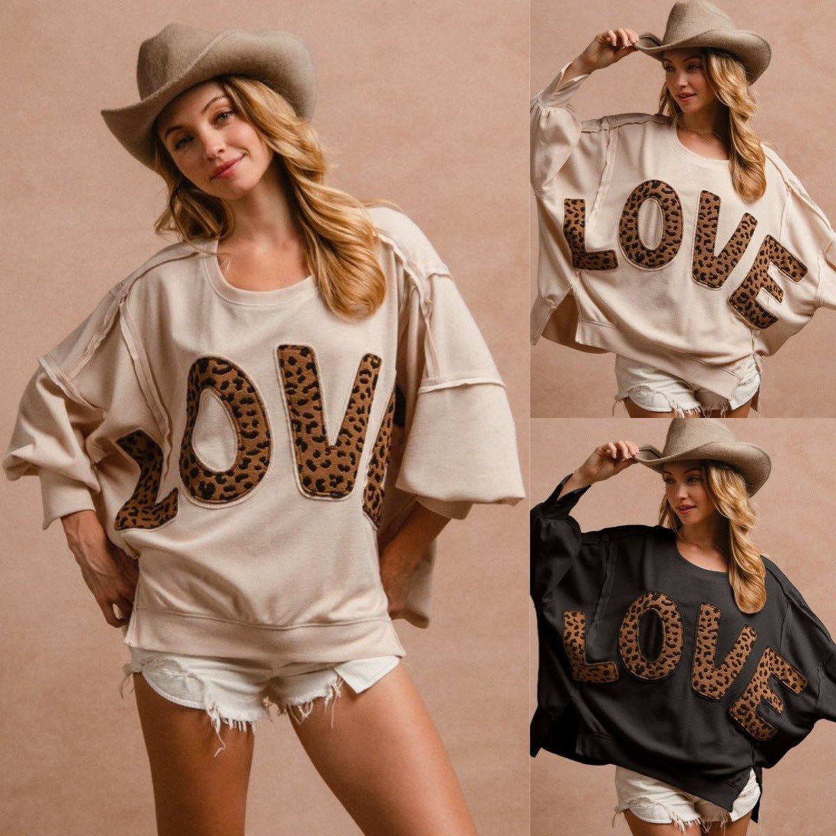 Love Letter Embroidery Stitching Sweater - Loose Casual Top - MRC STORESweaters & HoodiesMy StoreLove Letter Embroidery Stitching Sweater - Loose Casual Top - MRC STOREMRC STORECJWY225133708HSBlackL