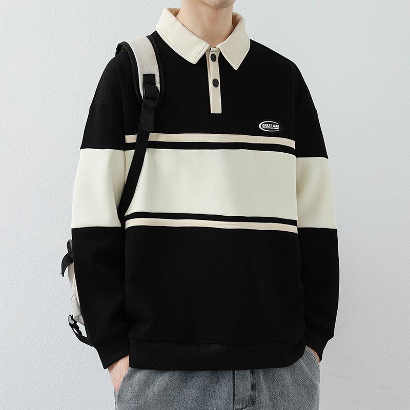Men's Lapel Street Style Striped Pullover High - End Fashion Top - MRC STORESweaters & HoodiesMy StoreMen's Lapel Street Style Striped Pullover High - End Fashion Top - MRC STOREMRC STORECJWY200719407GTGrayL