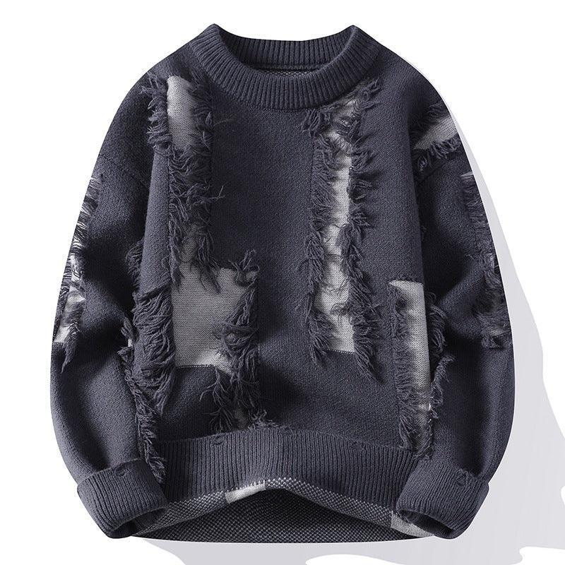 Distressed Knit Patchwork Pullover Sweater – A Bold Statement for Winter Style - MRC STORESweaters & HoodiesMy StoreDistressed Knit Patchwork Pullover Sweater – A Bold Statement for Winter Style - MRC STOREMRC STORECJYD223445901AZGray White165cm