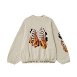 Flame Ribcage Oversized Sweatshirt – Streetwear - MRC STORESweaters & HoodiesMy StoreFlame Ribcage Graphic Oversized Sweatshirt – Trendy streetwear fashion - MRC STOREMRC STORECJWY217521005EVLight KhakiL