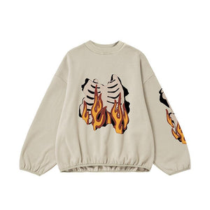 Flame Ribcage Oversized Sweatshirt – Streetwear - MRC STORESweaters & HoodiesMy StoreFlame Ribcage Graphic Oversized Sweatshirt – Trendy streetwear fashion - MRC STOREMRC STORECJWY217521005EVLight KhakiL
