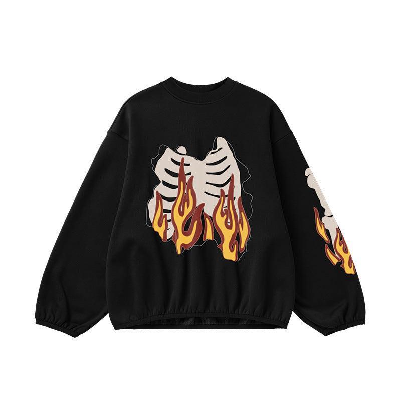 Flame Ribcage Oversized Sweatshirt – Streetwear - MRC STORESweaters & HoodiesMy StoreFlame Ribcage Graphic Oversized Sweatshirt – Trendy streetwear fashion - MRC STOREMRC STORECJWY217521002BYBlackL