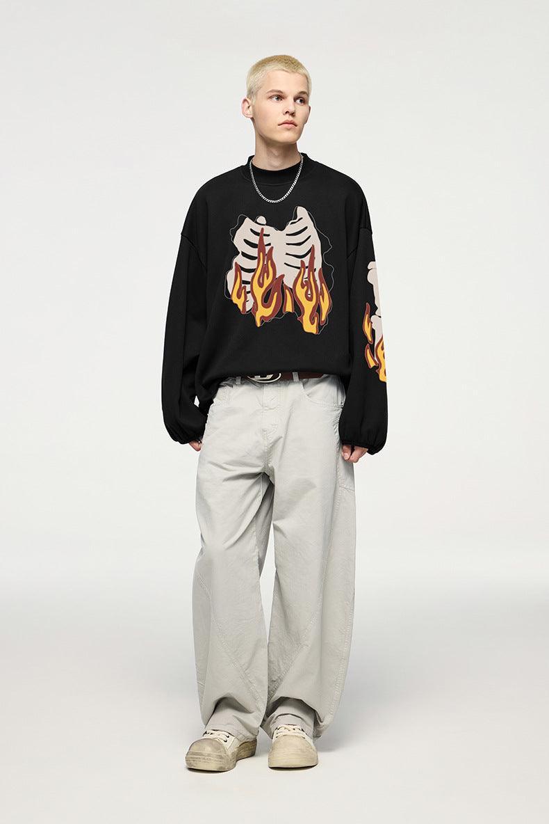 Flame Ribcage Oversized Sweatshirt – Streetwear - MRC STORESweaters & HoodiesMy StoreFlame Ribcage Graphic Oversized Sweatshirt – Trendy streetwear fashion - MRC STOREMRC STORECJWY217521002BYBlackL