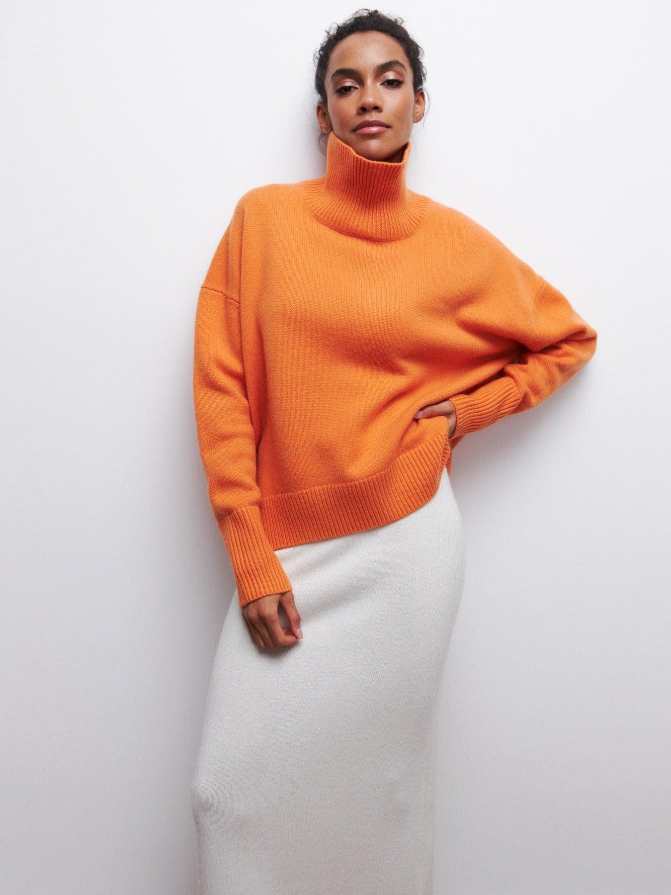 Loose Mock Neck Casual Sweater – Comfortable Pullover for Everyday Wear - MRC STORESweaters & HoodiesMy StoreLoose Mock Neck Casual Sweater – Comfortable Pullover for Everyday Wear - MRC STOREMRC STORECJMY229174611KPOrange RedL