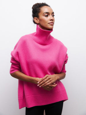 Loose Mock Neck Casual Sweater – Comfortable Pullover for Everyday Wear - MRC STORESweaters & HoodiesMy StoreLoose Mock Neck Casual Sweater – Comfortable Pullover for Everyday Wear - MRC STOREMRC STORECJMY229174623WDRose RedL