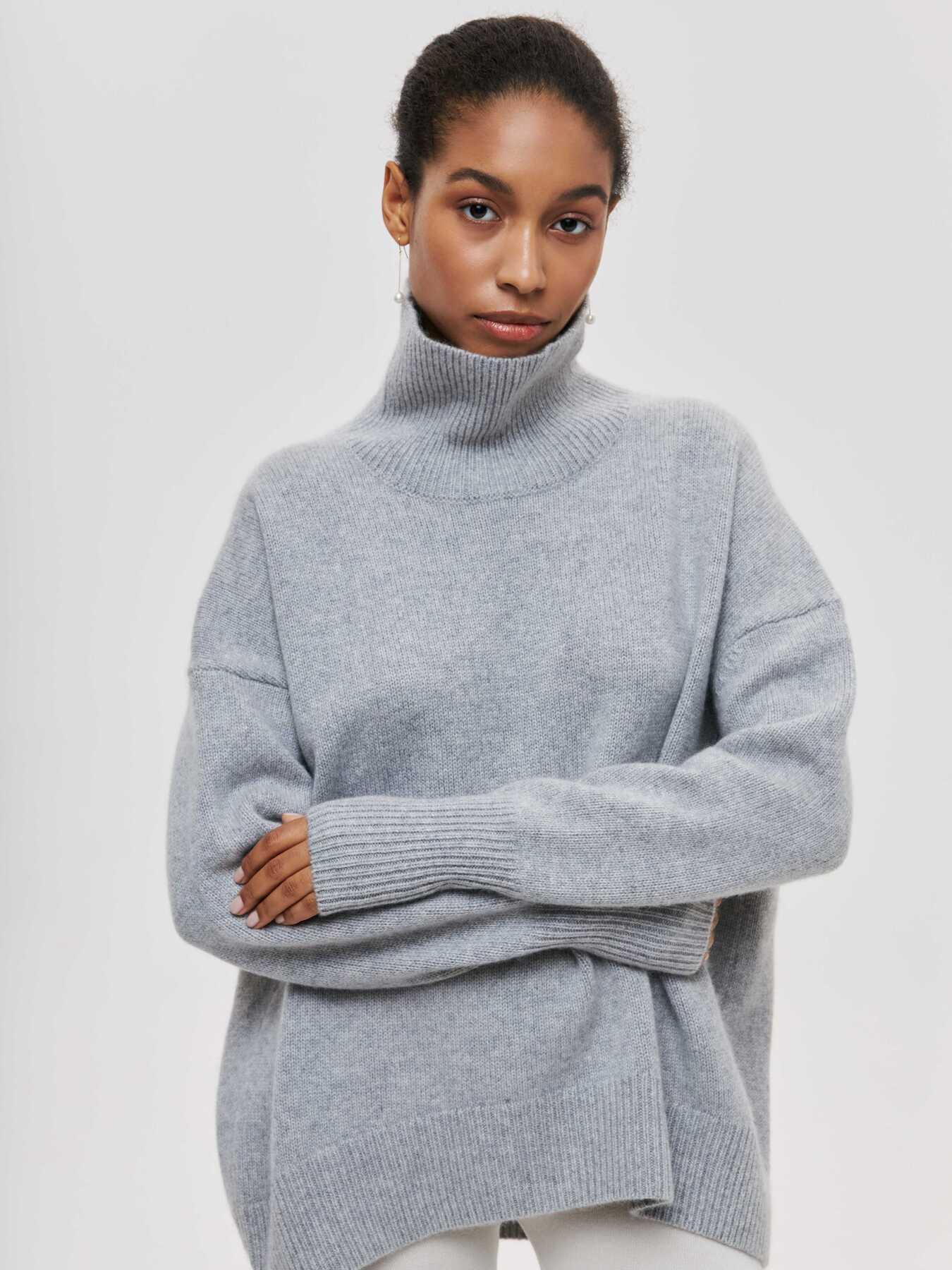 Loose Mock Neck Casual Sweater – Comfortable Pullover for Everyday Wear - MRC STORESweaters & HoodiesMy StoreLoose Mock Neck Casual Sweater – Comfortable Pullover for Everyday Wear - MRC STOREMRC STORECJMY229174607GTSilver GrayL