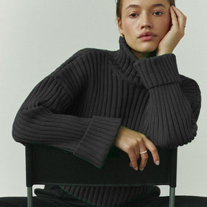 Stylish Striped Turtleneck Sweater for Women – Ultra - Short Loose Fit Design - MRC STORESweaters & HoodiesMy StoreStylish Striped Turtleneck Sweater for Women – Ultra - Short Loose Fit Design - MRC STOREMRC STORECJMY224040312LOBlackL