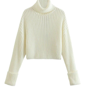 Stylish Striped Turtleneck Sweater for Women – Ultra - Short Loose Fit Design - MRC STORESweaters & HoodiesMy StoreStylish Striped Turtleneck Sweater for Women – Ultra - Short Loose Fit Design - MRC STOREMRC STORECJMY224040306FUWhiteL