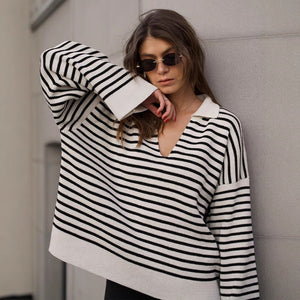 Women’s Striped Long Sleeve Sweater - MRC STORESweaters & HoodiesMy StoreWomen’s Striped Long Sleeve Sweater My Store MRC STORECJMY249044503CXBlackL