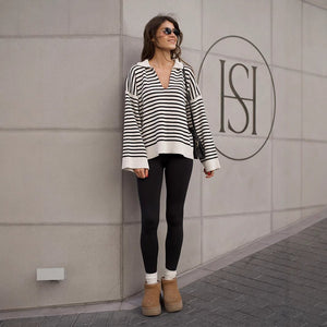 Women’s Striped Long Sleeve Sweater - MRC STORESweaters & HoodiesMy StoreWomen’s Striped Long Sleeve Sweater My Store MRC STORECJMY249044503CXBlackL
