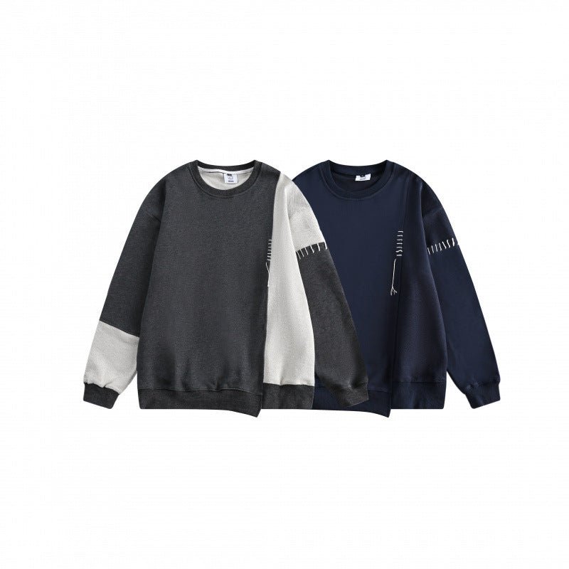 Patchwork Sweater - Loose Round Neck - MRC STORESweaters & HoodiesMy StoreMen’s Patchwork Sweater - Loose Round Neck My Store MRC STORECJXZ231557308HSBlue2XL