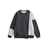 Patchwork Sweater - Loose Round Neck - MRC STORESweaters & HoodiesMy StoreMen's patchwork sweater with a loose round neck, featuring gray and blue solid colors and text pattern on the front.MRC STORECJXZ231557304DWGray2XL