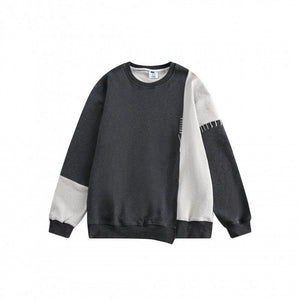 Patchwork Sweater - Loose Round Neck - MRC STORESweaters & HoodiesMy StoreMen's patchwork sweater with a loose round neck, featuring gray and blue solid colors and text pattern on the front.MRC STORECJXZ231557304DWGray2XL