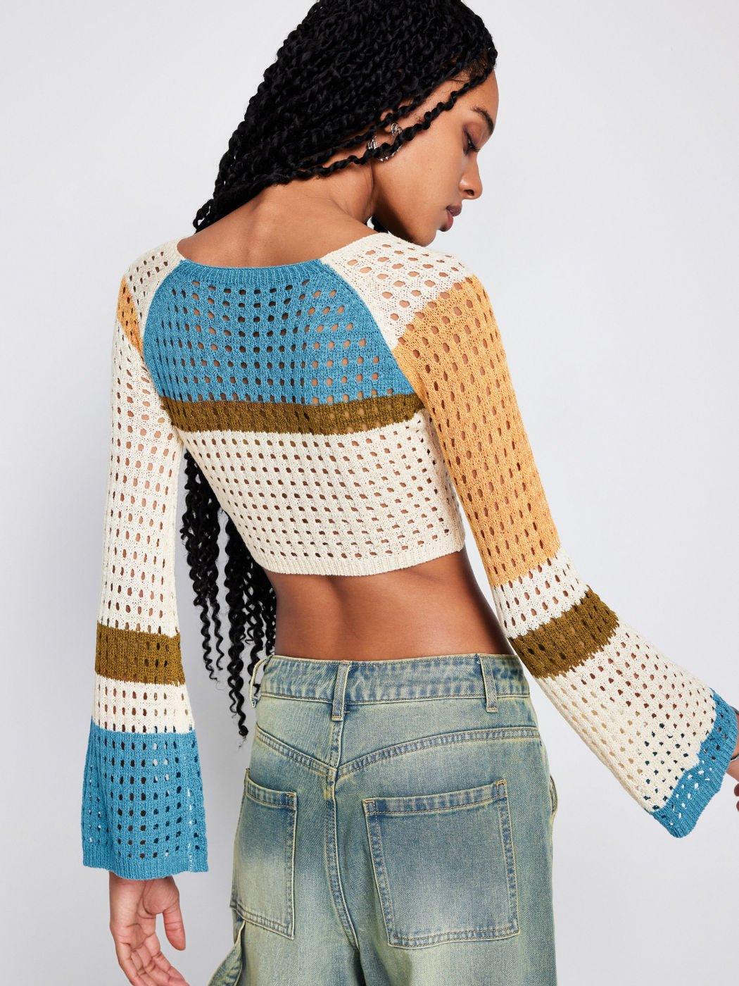 Hollow Knit Sweater – Contrast Color, Long Sleeve - MRC STORESweaters & HoodiesMy StoreContrasting Color Hollow Knit Sweater – Short Waist Long - Sleeved Women’s Fashion - MRC STOREMRC STORECJWY1780677-Yellow-LYellowL