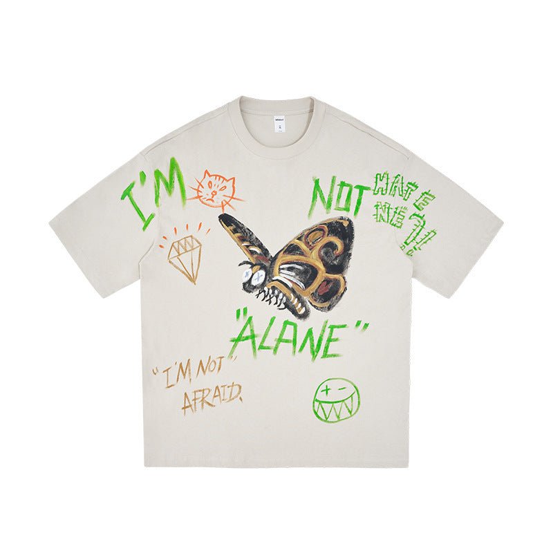 Men’s Graffiti T-Shirt - Loose Cartoon Print - MRC STORET-ShirtsMy StoreMen’s Graffiti T-Shirt - Loose Cartoon Print My Store MRC STORECJYH233230605EVBeige GrayL