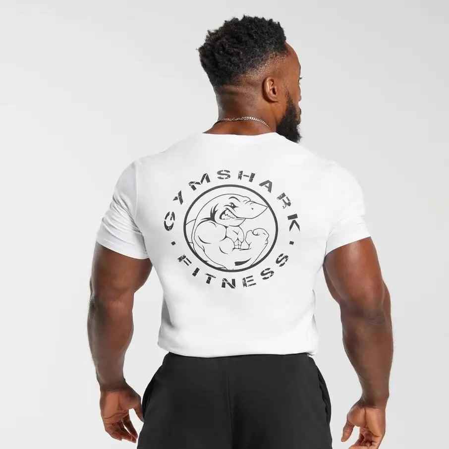 Black loose sports T-shirt from My Store featuring a back shark graphic, ideal for casual or athletic wear.