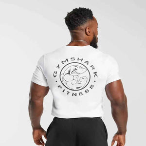 Black loose sports T-shirt by My Store, featuring a shark graphic on the back and a comfortable, relaxed fit.