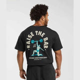 Black loose sports T-shirt from My Store, back view showing shark graphic design and relaxed fit for active wear.