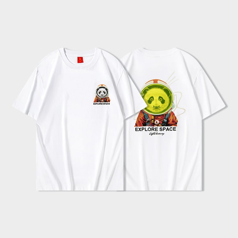 Short Sleeve Space Panda Embroidery T-Shirt - Heavy Craft - MRC STORET-ShirtsMy StoreShort Sleeve Space Panda Embroidery T-Shirt - Heavy Craft My Store MRC STORECJYH231794703CXBlackL