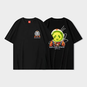 Short Sleeve Space Panda Embroidery T-Shirt - Heavy Craft - MRC STORET-ShirtsMy StoreShort Sleeve Space Panda Embroidery T-Shirt - Heavy Craft My Store MRC STORECJYH231794703CXBlackL