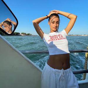 Women’s Crop Top T-Shirt - Letter Print Slim - MRC STORET-ShirtsMy StoreWomen’s Crop Top T-Shirt - Letter Print Slim My Store MRC STORECJCS230584804DWWhiteL