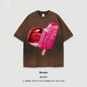 Women’s Street T-Shirt - Washed Cartoon Loose Top - MRC STORET-ShirtsMy StoreWomen’s Street T-Shirt - Washed Cartoon Loose Top My Store  27.86MRC STORECJYH238958669QJBrownL