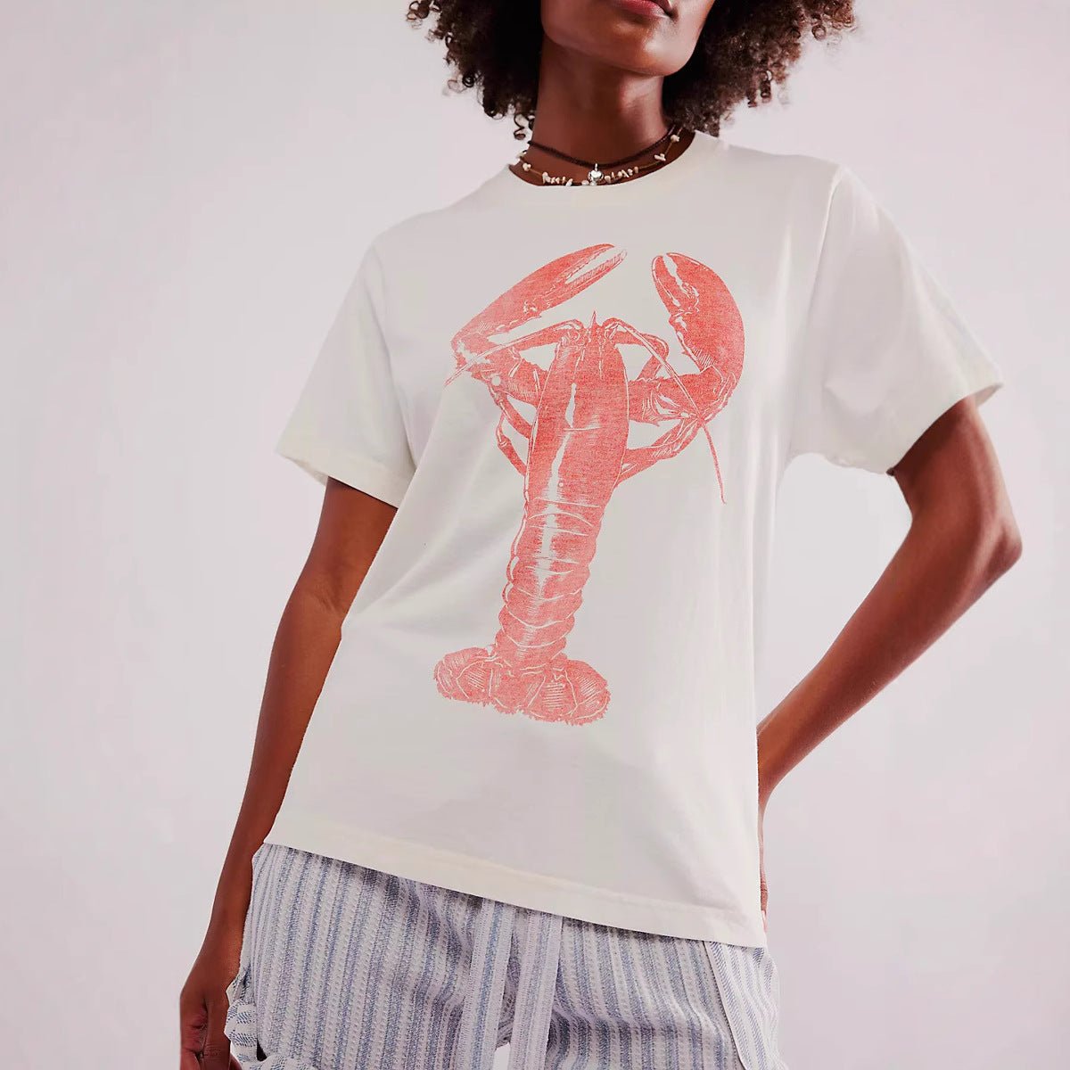 Short Sleeve Printed T-Shirt – Round Neck Sweet & Spicy Style for Girls - MRC STORET-ShirtsMy StoreShort Sleeve Printed T-Shirt – Round Neck Sweet & Spicy Style for GirlsMRC STORECJCS229463403CXLobsterL