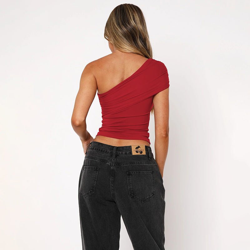 Women’s Sleeveless T-Shirt - Oblique Shoulder Red - MRC STORET-ShirtsMy StoreWomen’s Sleeveless T-Shirt - Oblique Shoulder Red My Store MRC STORECJCS235996904DWRedL
