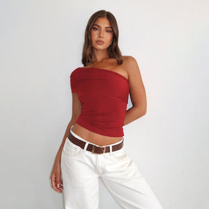 Women’s Sleeveless T-Shirt - Oblique Shoulder Red - MRC STORET-ShirtsMy StoreWomen’s Sleeveless T-Shirt - Oblique Shoulder Red My Store MRC STORECJCS235996904DWRedL