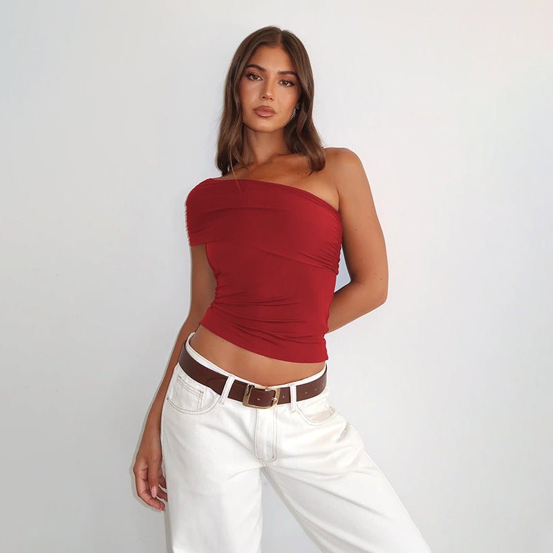 Women’s Sleeveless T-Shirt - Oblique Shoulder Red - MRC STORET-ShirtsMy StoreWomen’s Sleeveless T-Shirt - Oblique Shoulder Red My Store MRC STORECJCS235996904DWRedL