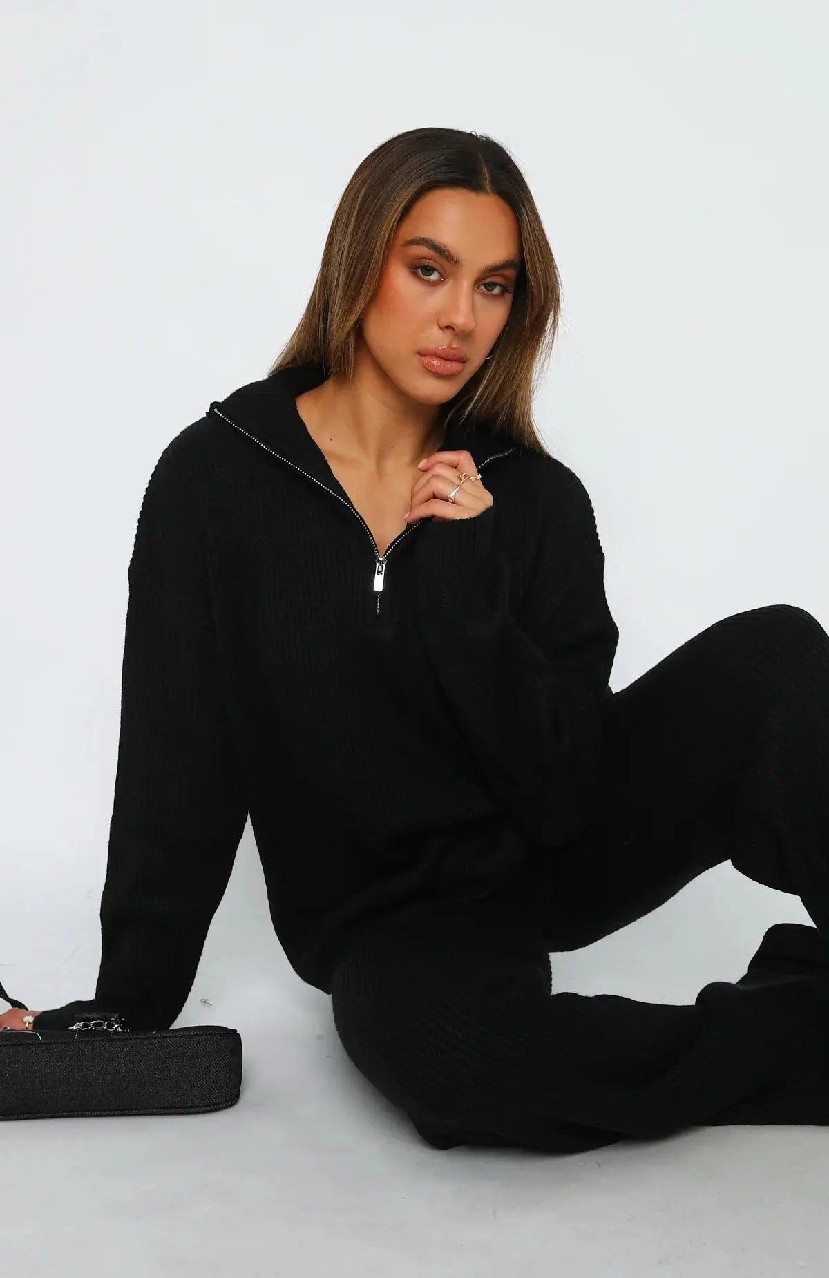Comfortable Lapel Long Sleeve Pants Suit - MRC STORETopMy StoreComfortable Lapel Long Sleeve Pants Suit - MRC STOREMRC STORECJMY211114111KPBlackL