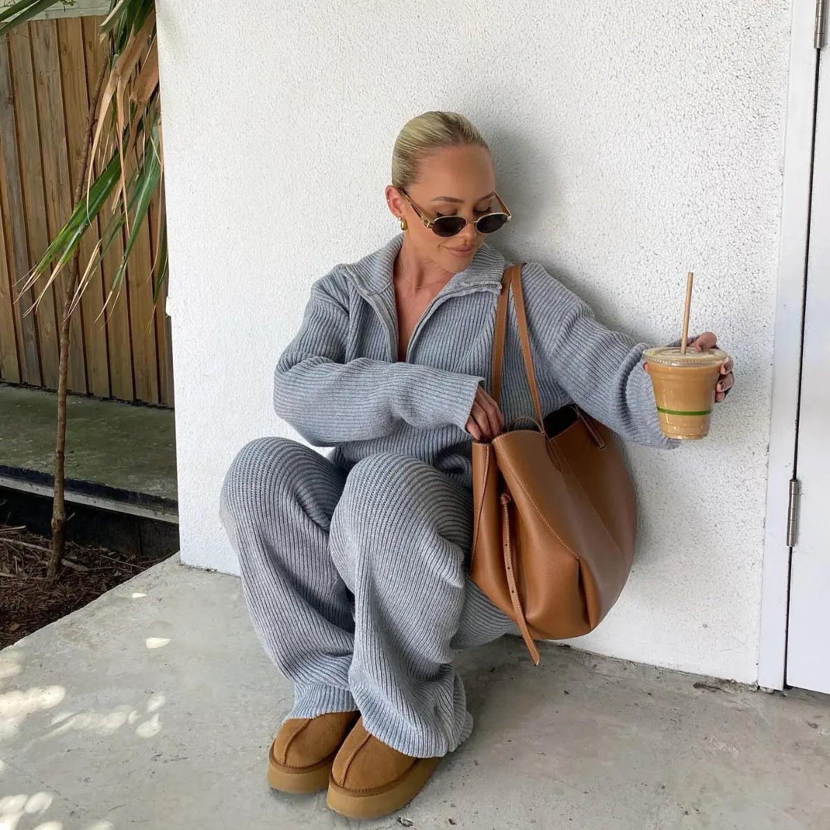 Comfortable Lapel Long Sleeve Pants Suit - MRC STORETopMy StoreComfortable Lapel Long Sleeve Pants Suit - MRC STOREMRC STORECJMY211114103CXGrayL