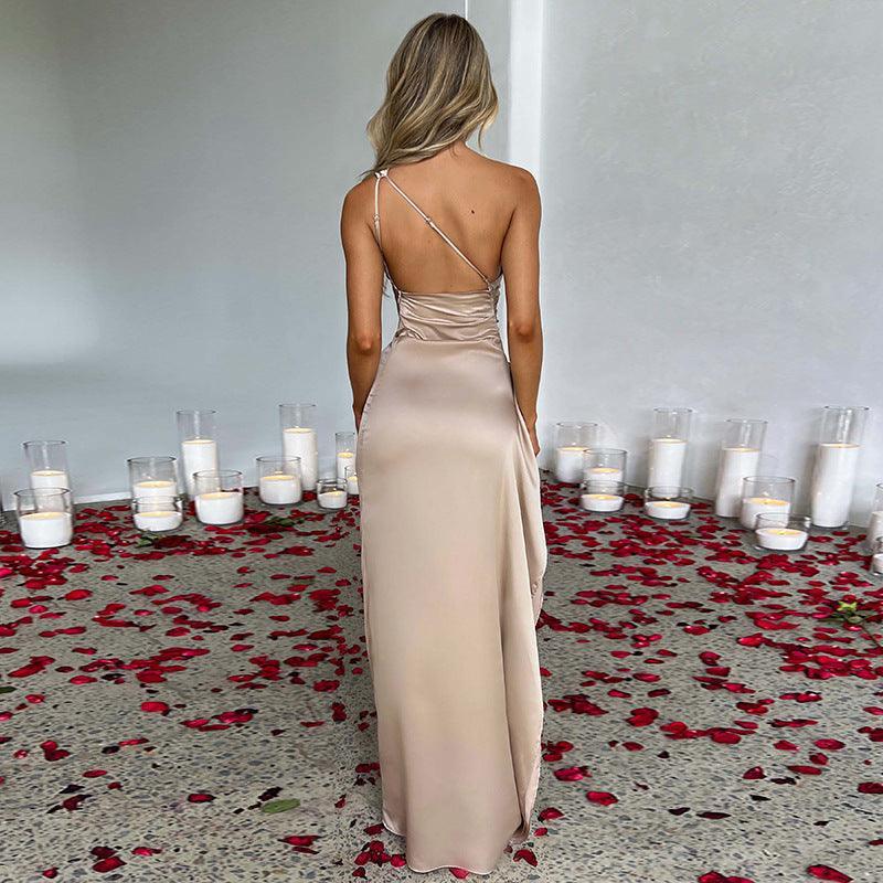 Elegant One - Shoulder Satin Dress - MRC STORETopMy StoreElegant One - Shoulder Satin Dress - MRC STOREMRC STORECJLY173739518RIBlackL