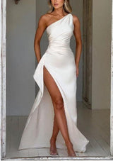 Elegant One - Shoulder Satin Dress - MRC STORETopMy StoreElegant One - Shoulder Satin Dress - MRC STOREMRC STORECJLY173739541OLWhiteL