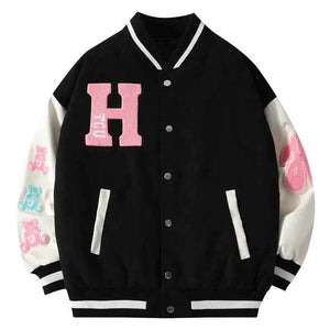 Embroidered Bear Casual Baseball Jacket - MRC STORETopMy StoreEmbroidered Bear Casual Baseball JacketMRC STORECJLX155075603CXBlackL