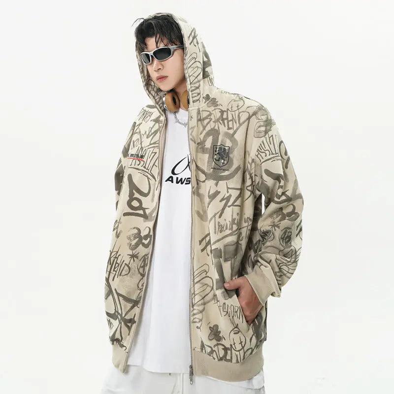 Graffiti Print Hooded Sweatshirt - MRC STORETopMy StoreGraffiti Print Hooded Sweatshirt - MRC STOREMRC STORECJWY200377903CXApricotL