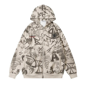 Graffiti Print Hooded Sweatshirt - MRC STORETopMy StoreGraffiti Print Hooded Sweatshirt - MRC STOREMRC STORECJWY200377908HSPurpleL