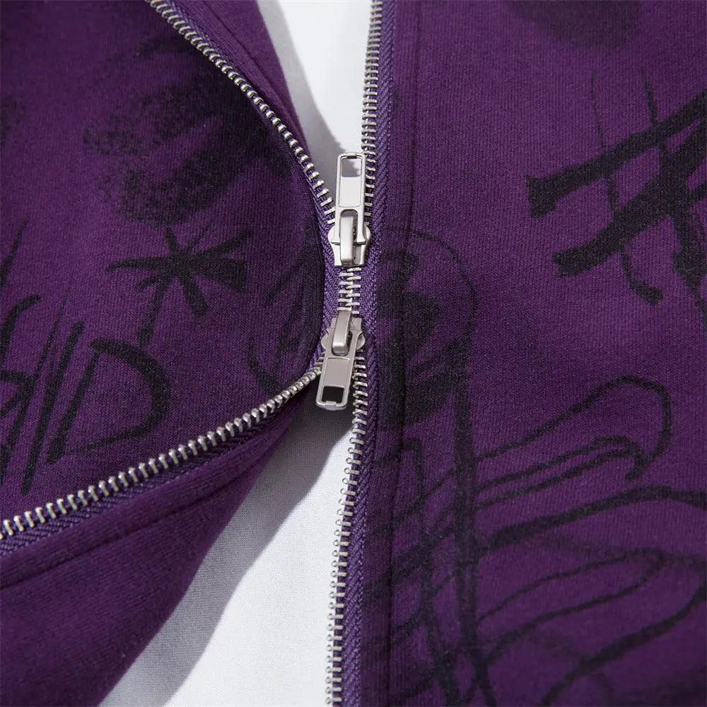 Graffiti Print Hooded Sweatshirt - MRC STORETopMy StoreGraffiti Print Hooded Sweatshirt - MRC STOREMRC STORECJWY200377908HSPurpleL
