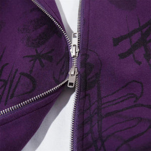 Graffiti Print Hooded Sweatshirt - MRC STORETopMy StoreGraffiti Print Hooded Sweatshirt - MRC STOREMRC STORECJWY200377908HSPurpleL
